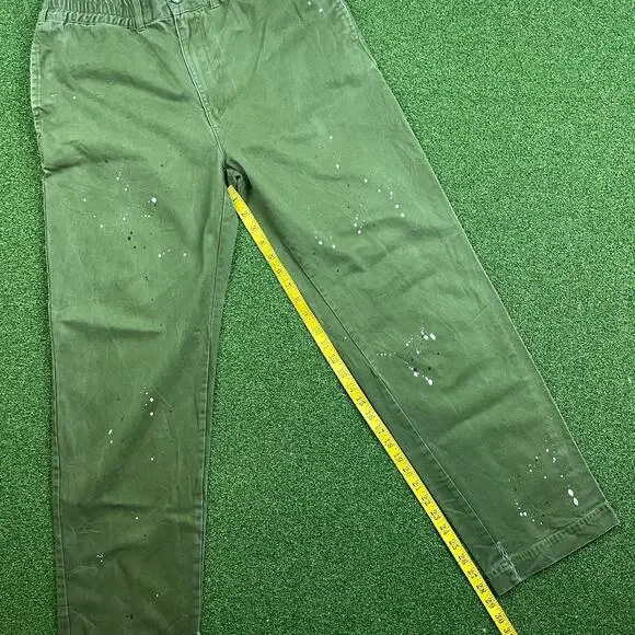 Aimé Leon Dore Olive Green Paint Splatter Elastic Waist Chino Pants Sz 30 - Picture 5 of 8